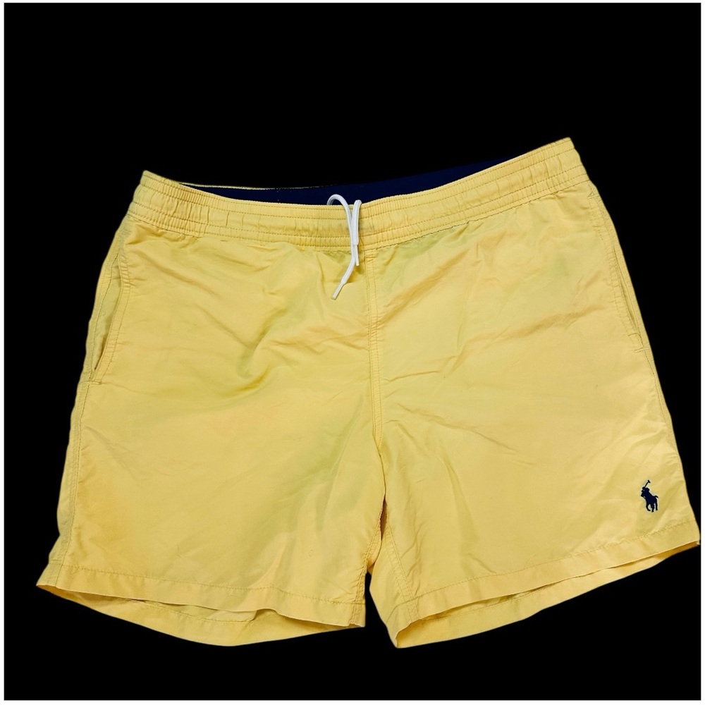 Vintage Ralph Lauren Swim Shorts Yellow Mens M Beach Made In Taiwan